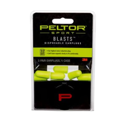 Peltor™ Sport Blasts™ Disposable Earplugs w/ Reusable case 97080-10C, 3 Pair Pack, Neon Yellow Peltor, Sport Blasts, Disposable Earplugs, 3m, saftey, range, 97080-10C, 3 Pair Pack, Neon Yellow, hearing, protection
