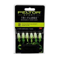 Peltor™ Sport Tri-Flange™ Corded Reusable Earplugs 3 Pair Pack with Reclosable packaging 3M, ear, ear plugs, ear plugs, shipping, ppe, sport, peltor, disposable, tri flange, 97317-10DC
