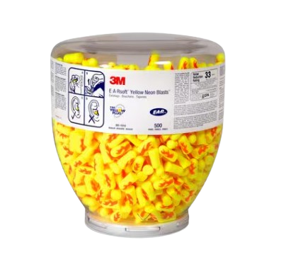 3M™ E-A-Rsoft™ Yellow Neon Blasts™ One Touch™ Dispenser Refill 391-1010, Regular Size, 2000 Pair/Case