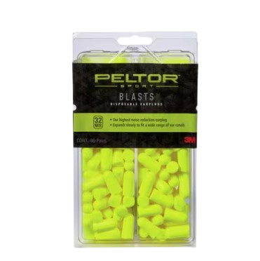 Peltor™ Sport Blasts™ Disposable Earplugs 80 Pair Pack with Reclosable packaging