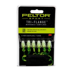 3M Peltor™ Sport Tri-Flange™ Corded Reusable Earplugs 3 Pair Pack with Reclosable packaging <!-- cleared -->
