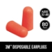 Disposable Earplugs, Orange, 80PR/PK
